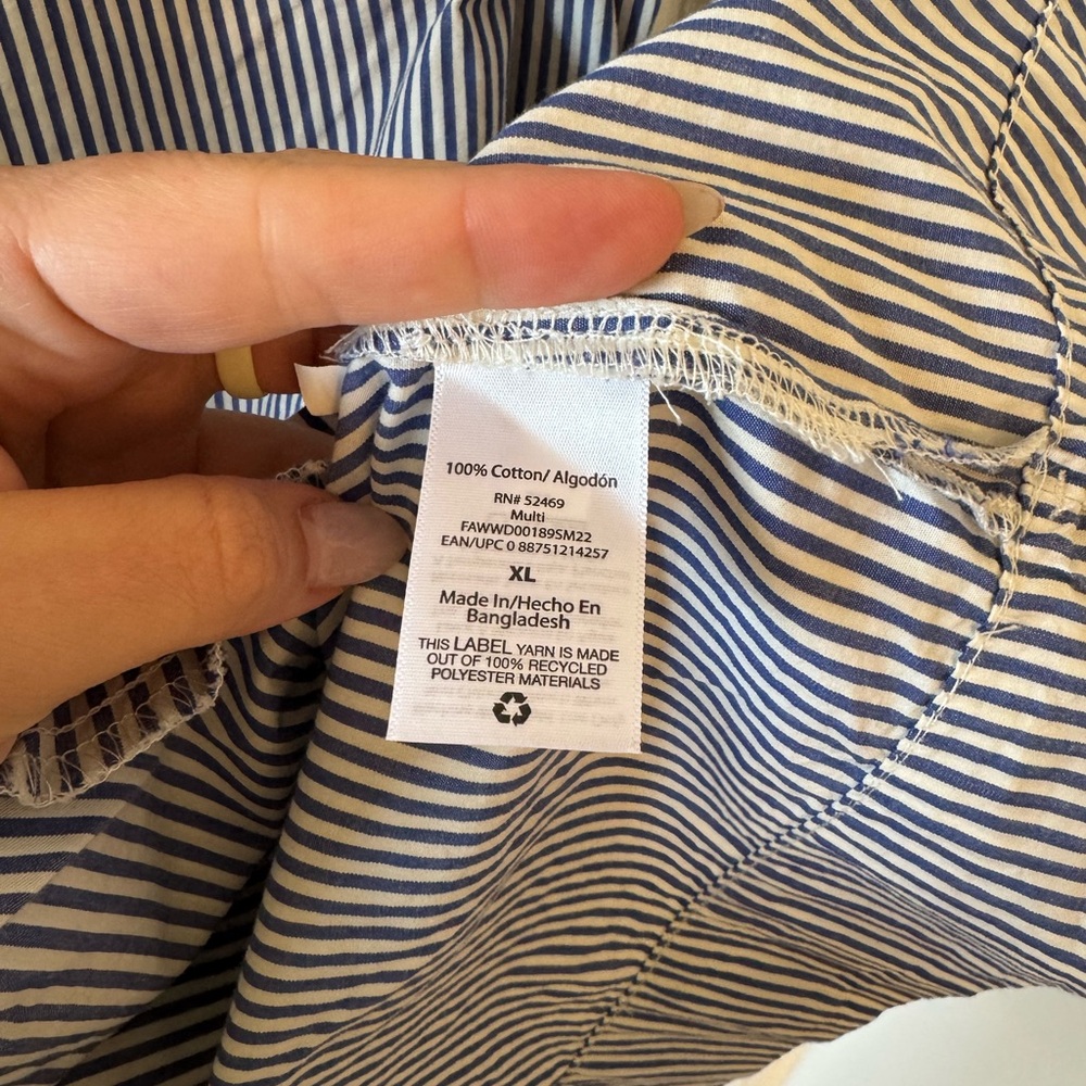 Striped Blue and White Mini Shift Dress - Picture 6 of 6